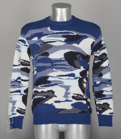 LOUIS VUITTON SWEATER en tricot de coton façonné d'un paysage abstrait dans les tons...