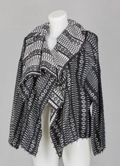 Marc JACOBS VESTE en coton et polyester tissée noir, blanc et gris rehaussé de lurex...