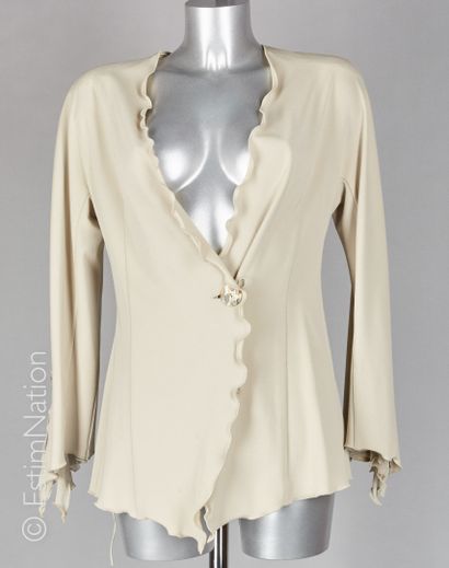 KRIZIA, EBENE BY PATRICK ASSULINE 
Jacket in beige polyester, a pearly button (T...