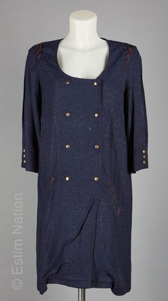 SEZANE BY MORGANE SEZANOLI ROBE droite en viscose façonné marine, double pressions,...