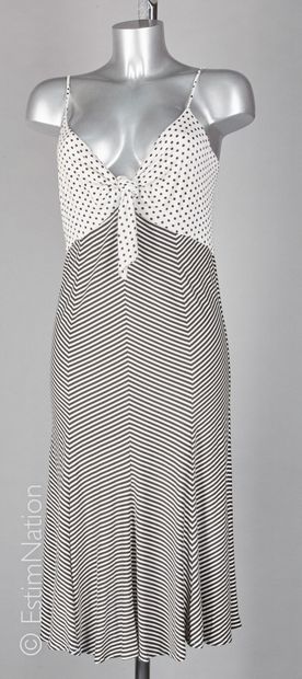 JIKI Monte Carlo Créations Black and white striped and polka dot silk jersey outfit,...