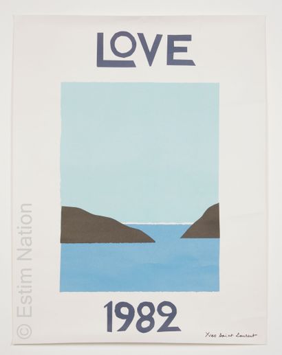 YVES SAINT LAURENT (1982) AFFICHE "LOVE", impression en couleur sur papier (signé)...