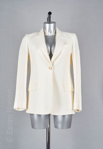 GUCCI Jacket in white linen, one button (T 42 it is T 38)