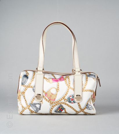 GUCCI Satin crepe bag printed with iconic charm's of the house enhanced with white...