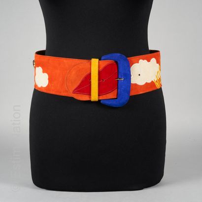 MOSCHINO BY REDWALL LARGE BELT in skin decorated with clouds and a look (traces)...