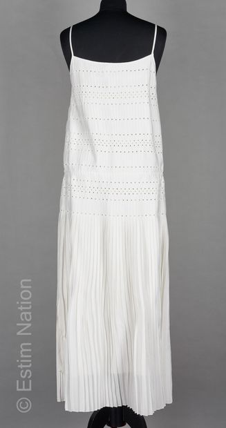 Vanessa BRUNO Dress partially pleated in white openwork polyester, sliding waist,...