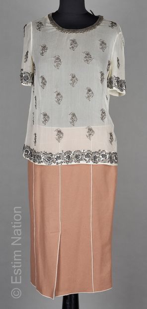 ISABEL MARANT, RALPH LAUREN, PAULE KA 
TUNIC in white silk chiffon embroidered with...