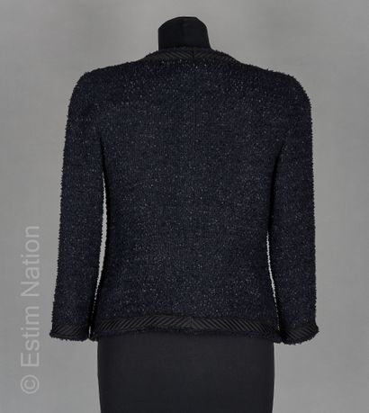 CHANEL (COLLECTION AUTOMNE HIVER 2009/2010) SHORT JACKET in black and blue wool and...