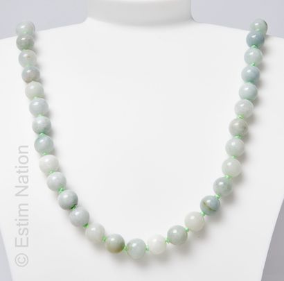 COLLIER JADE Collier composé de perles de jade jadéite. Fermoir mousqueton en métal....