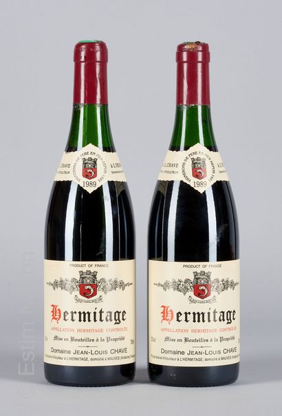 HERMITAGE ROUGE 2 bottles HERMITAGE 1989 Jean-Louis Chave
(N. between 3,5 and 4cm,...