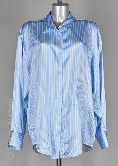 DMN PARIS TUNIQUE "Chloé shirt" édition limitée 30/100 en soie stretch rayé bleu...