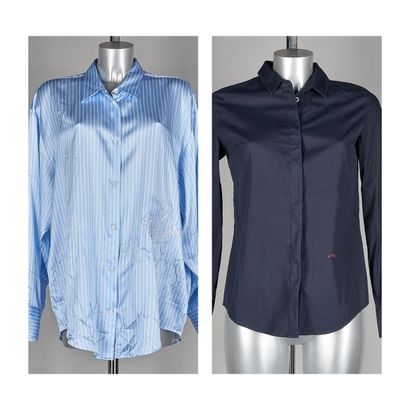 DMN PARIS TUNIQUE "Chloé shirt" édition limitée 30/100 en soie stretch rayé bleu...