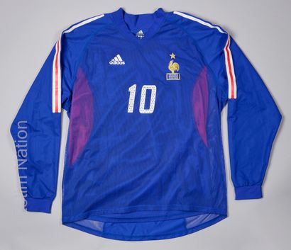 ZINEDINE ZIDANE N° 10 FOOTBALL JERSEY, attacking midfielder, Equipe de France, worn...