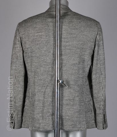 NEIL BARETT Black and white slim fit wool and nylon houndstooth jacket (S 52) (wear...