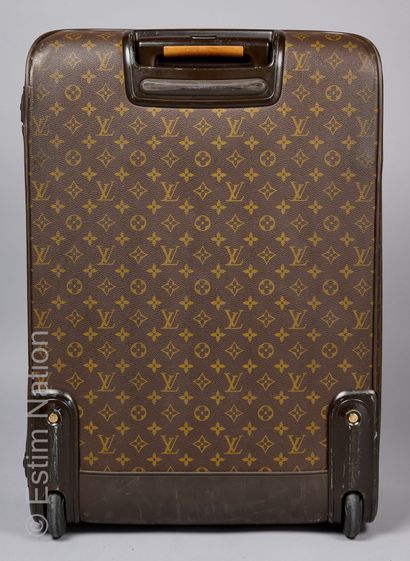 LOUIS VUITTON Suitcase "Pegase 65" in Monogram canvas and natural leather, telescopic...