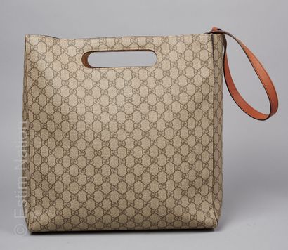 GUCCI TOTE in GG coated calfskin, adjustable leather shoulder strap (38 x 36 x 35.5...
