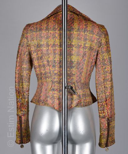 BAZAR LACROIX PERFECTO en tweed de laine et mohair multicolore enduit, une poche...