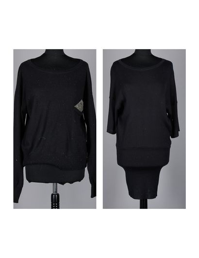 ANGELO TARLAZZI VINTAGE ROBE tunique en tricot d'acrylique et polyester noir (env...