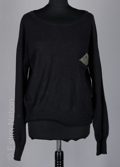 ANGELO TARLAZZI VINTAGE ROBE tunique en tricot d'acrylique et polyester noir (env...