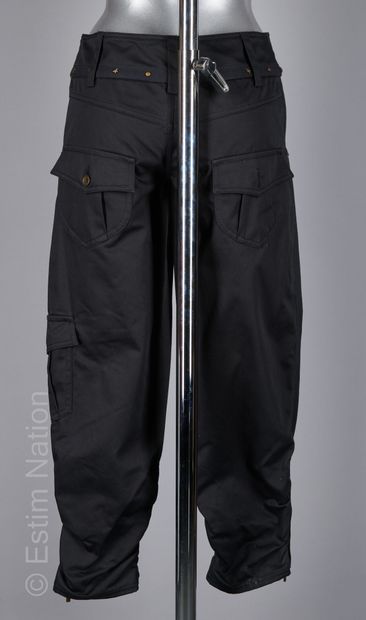 KENZO KNICKER en coton noir zippé sur les genoux et froncé (T 36) (état neuf avec...
