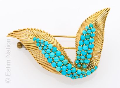 BROCHE OR ET  TURQUOISE