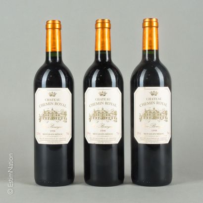 BORDEAUX 3 bottles Château Chemin Royal 1998 Moulis en Médoc
(E. f)