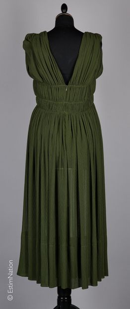 PAULE KA Permanent pleated polyester dress in moss green (S 42) (new condition with...