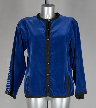 SAINT LAURENT RIVE GAUCHE CIRCA 1977 RUSSIAN" blazer in royal blue cotton velvet...