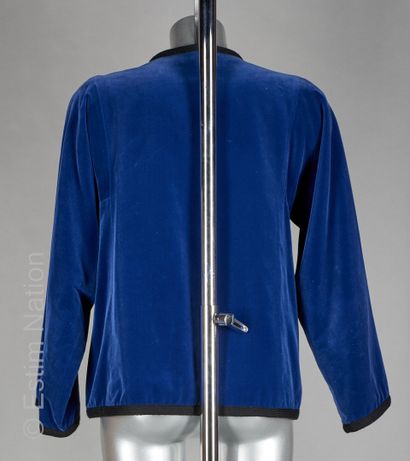 SAINT LAURENT RIVE GAUCHE CIRCA 1977 RUSSIAN" blazer in royal blue cotton velvet...