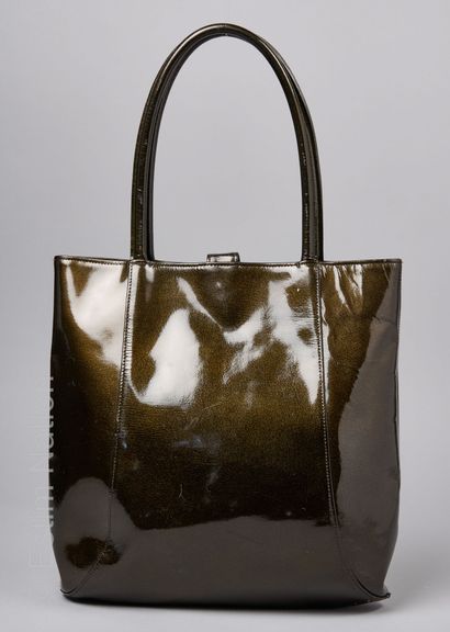 LONGCHAMP BAG "Roseau" collection in metallic bronze glitter leather, signed lining...