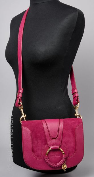 SEE BY CHLOE (collection actuelle) SAC "Hana" en cuir grainé et peau framboise, bandoulière,...