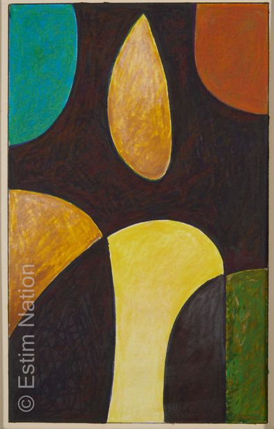 ATELIER ANDRE GUILLOU (1925-2017) Composition colorée
Encre sur papier. 
Dimensions...