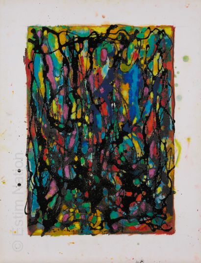 ATELIER ANDRE GUILLOU (1925-2017) Composition abstraite en couleurs
Technique mixte...