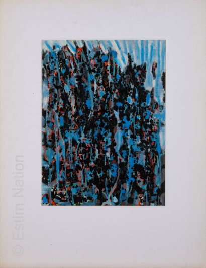 ATELIER ANDRE GUILLOU (1925-2017) Composition en noir sur fond bleu et blanc
Technique...
