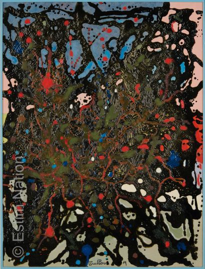 ATELIER ANDRE GUILLOU (1925-2017) Composition abstraite
Technique mixte sur carton....