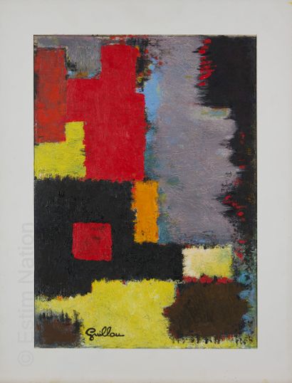 ATELIER ANDRE GUILLOU (1925-2017) Abstraction colorée
Huile sur carton. Signée en...