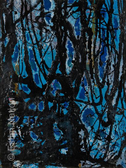 ATELIER ANDRE GUILLOU (1925-2017) Composition en noir et nuances de bleu
Technique...