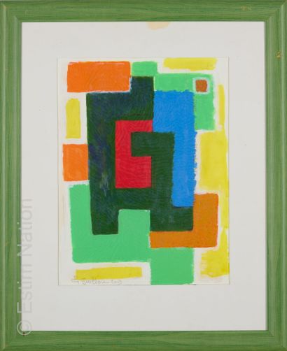 ATELIER ANDRE GUILLOU (1925-2017) Composition géométrique colorée
Gouache sur papier...