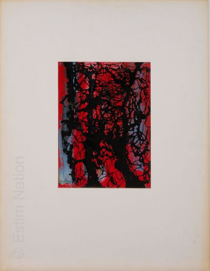 ATELIER ANDRE GUILLOU (1925-2017) Projections en noir sur fond rouge
Technique mixte...