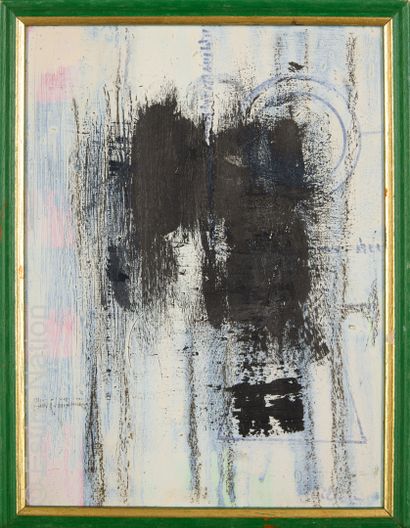 ATELIER ANDRE GUILLOU (1925-2017) Composition en noir et blanc
Huile sur toile. Traces...