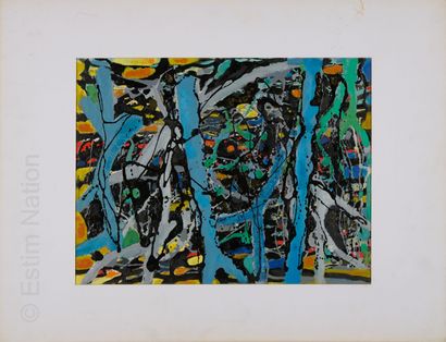 ATELIER ANDRE GUILLOU (1925-2017) Projections en noir sur fond coloré
Technique mixte...