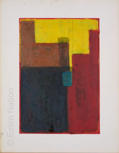 ATELIER ANDRE GUILLOU (1925-2017) Composition géométrique en rouge jaune et bleu
Huile...