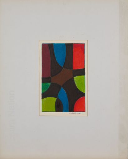 ATELIER ANDRE GUILLOU (1925-2017) Composition colorée
Encre sur papier. Signée en...