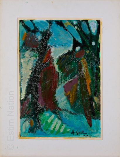 ATELIER ANDRE GUILLOU (1925-2017) Forêt abstraite
Acrylique sur carton Signée en...