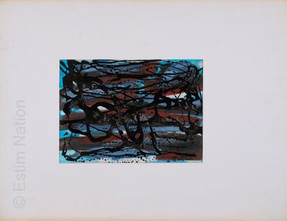ATELIER ANDRE GUILLOU (1925-2017) Abstraction en noir sur fond nuancé
Technique mixte...