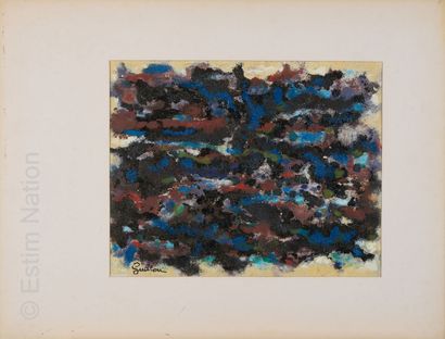 ATELIER ANDRE GUILLOU (1925-2017) Composition tachetée
Huile sur toile, sablée. Signée...