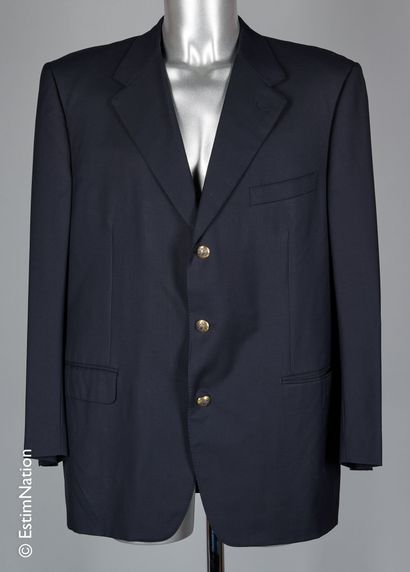 CHRISTIAN DIOR BOUTIQUE MONSIEUR Ink wool jacket, single breasted with blazon, lining...