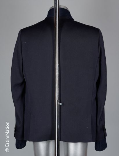 PAUL SMITH Ink wool jacket, navy knit collar and cuffs, single breasted, three pockets...