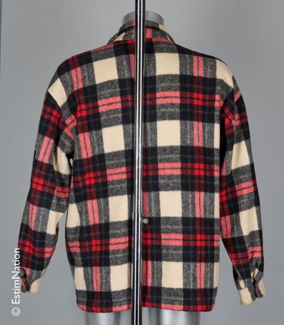 JOHNNY HALLIDAY WESTERN PASSION Checked woollen overcoat, quilted lining, two pockets...