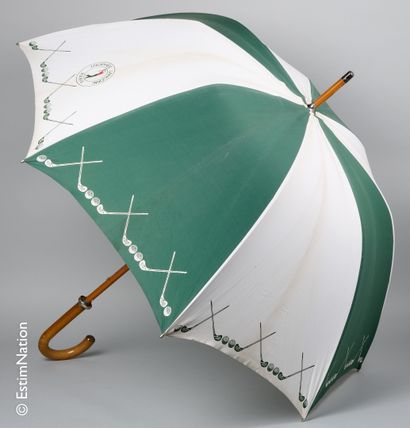 ANONYME Wooden and nylon parasol with Lancôme Paris golf trophy decoration (cracks...